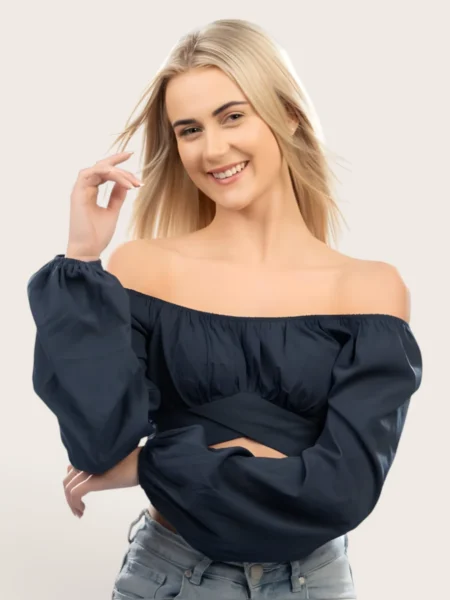 Womens Cotton Off Shoulder Crop Top 1 South Africa